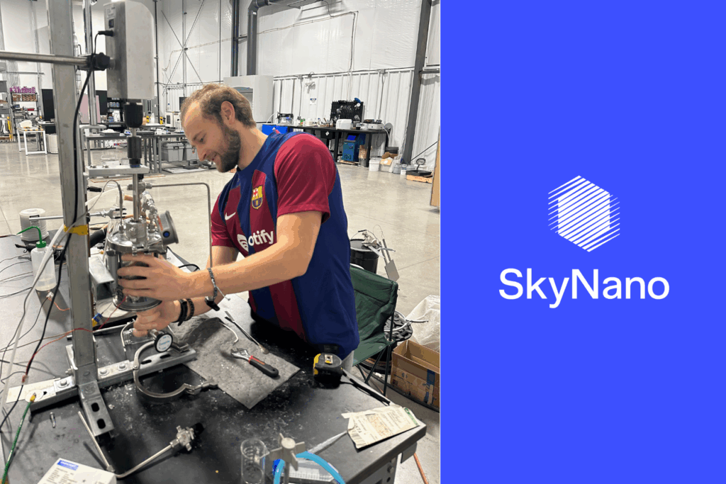 Researcher at SkyNano studying CO2 uptake.